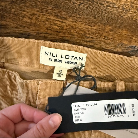 NWT Nili Lotan Jenna Slim Straight Pants in Camel - Picture 3 of 8